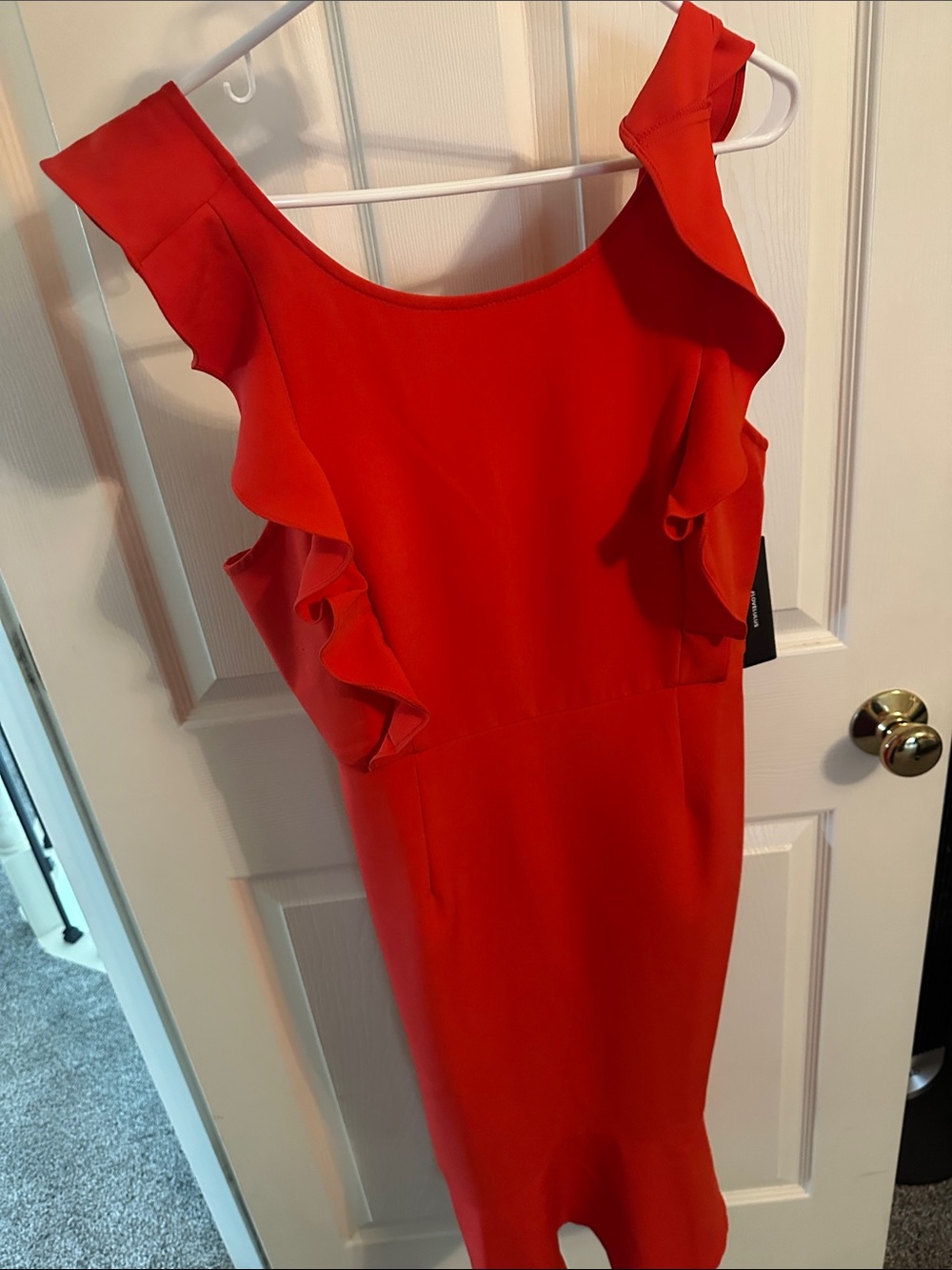 Lulu's Red Ruffle Midi Dress